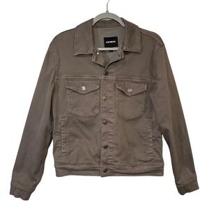 Express Women's Brown Denim Jacket Size Small Cotton Blend Trucker Style